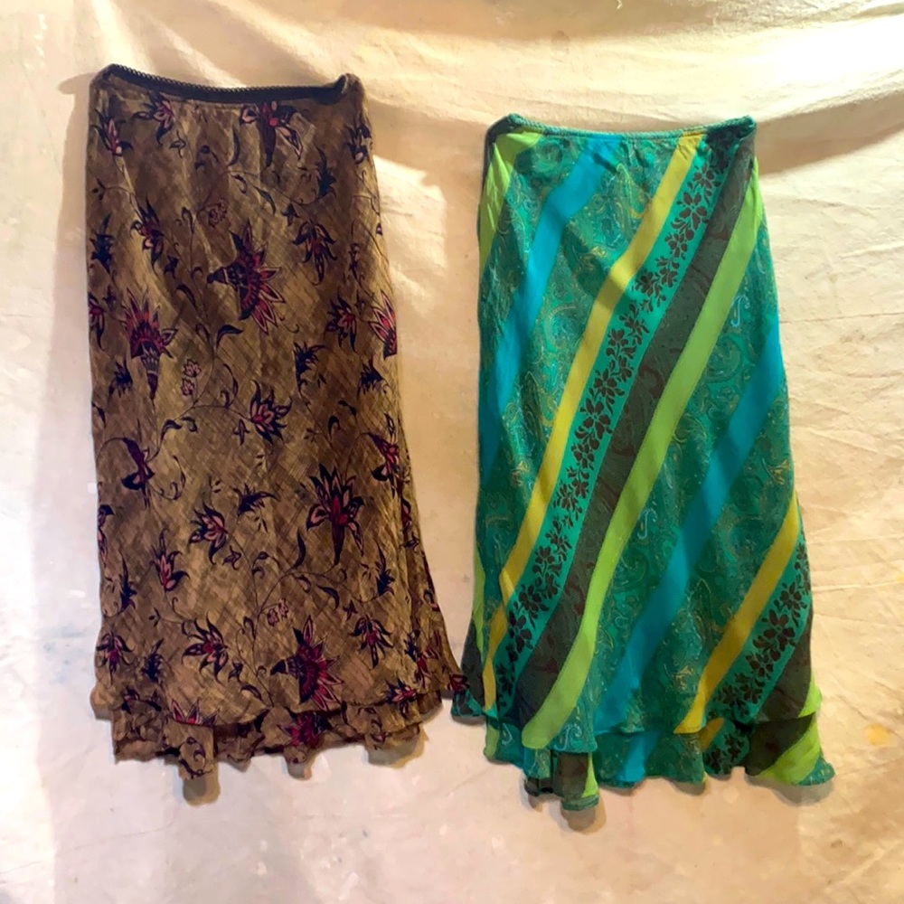 Vintage hippy chic skirts size 2P (blue) & 2P (brown)